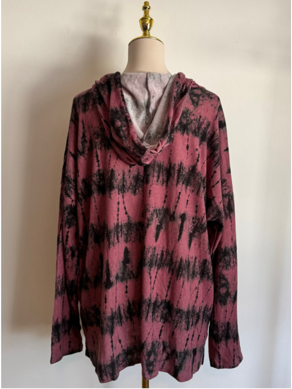 Women's Sew in Love Tie-Dye Hoodie Mauve Grey Size 3X